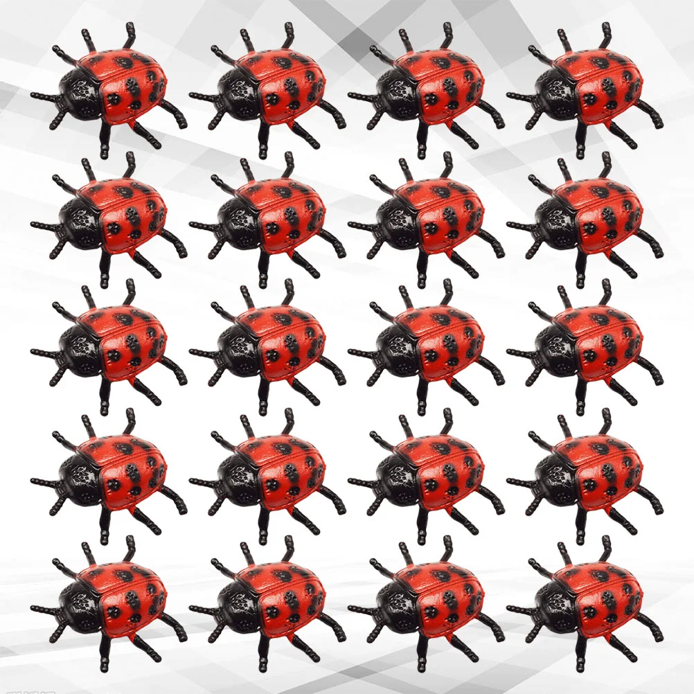 

25 PCS Halloween Props Pvc Simulation Ladybug Ladybird Toy Insect Tricky Plastic Child