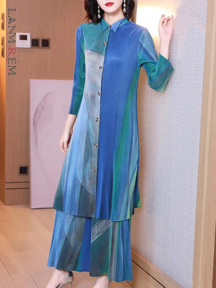 LANMREM Two Pieces Sets For Women Single Breasted Pleated Dress With Wide Leg Pants Color Block Female Fashion Sets 2M410
LANMREM Two Pieces Sets For Women Single Breasted Pleated Dress With Wide Leg Pants Color Block Female Fashion Sets 2M410