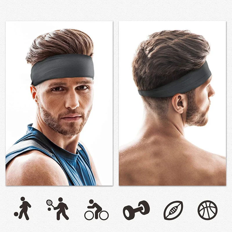 

Sports Headband Running Fitness Sweatband Elastic Absorbent Sweat Cycling Jog Tennis Yoga Gym Head Band Hair Bandage Men Women