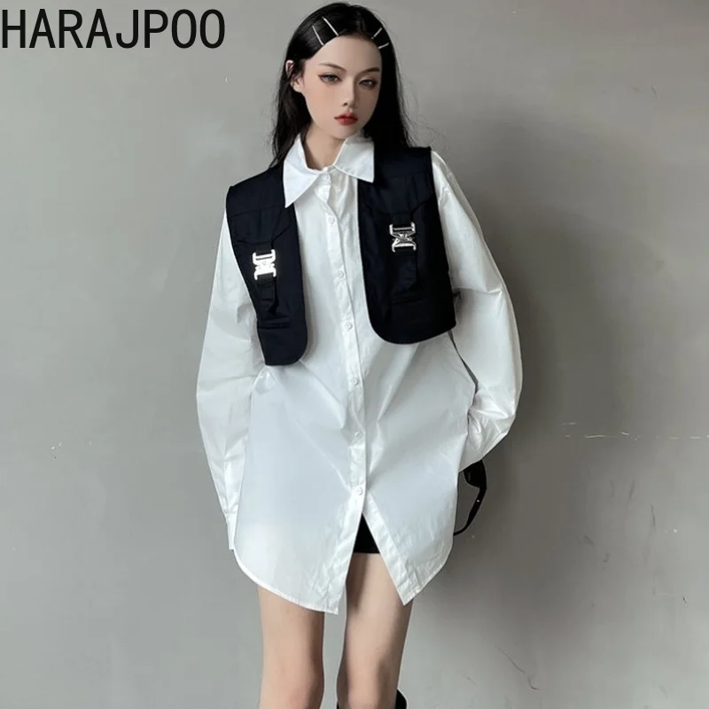 Женская свободная рубашка Harajpoo с длинным рукавом, новинка 2022, Корейская однотонная уличная одежда, однобортная женская повседневная одежда...
Женская свободная рубашка Harajpoo с длинным рукавом, новинка 2022, Корейская однотонная уличная одежда, однобортная женская повседневная одежда...