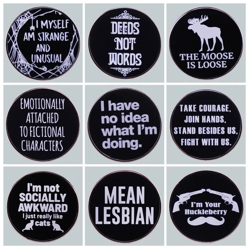 Slogan Quotes Black Round Enamel Brooch Pin Brooches Lapel Pins Badge Denim Jacket Jewelry Accessories Fashion Gifts
Slogan Quotes Black Round Enamel Brooch Pin Brooches Lapel Pins Badge Denim Jacket Jewelry Accessories Fashion Gifts