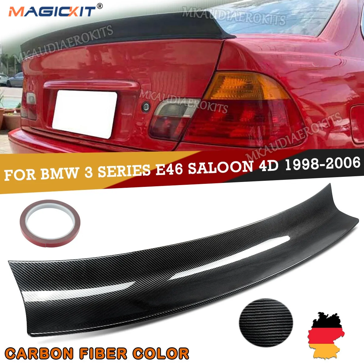 MagicKit Carbon Fiber Style Rear Ducktail Spoiler Wing For BMW E46 Sedan 320i 330xi 325xi
MagicKit Carbon Fiber Style Rear Ducktail Spoiler Wing For BMW E46 Sedan 320i 330xi 325xi