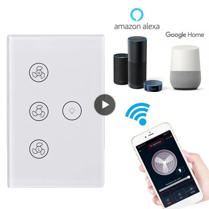 Tuya Fan Lamp Switch Wifi Ceiling Fan Speed Controller Light Switch On/off Tuya Smart Life APP Remote Alexa Google Voice Control
Tuya Fan Lamp Switch Wifi Ceiling Fan Speed Controller Light Switch On/off Tuya Smart Life APP Remote Alexa Google Voice Control