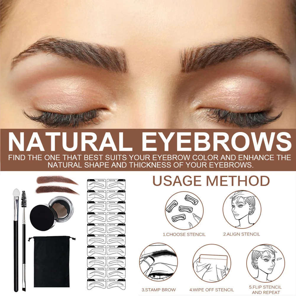 New Eyebrow Tint Kit Waterproof Sweatproof Eyebrow Pomade Gel with Stencils Eye Brow Cream Enhancer Eye Brow Stamping Kit
New Eyebrow Tint Kit Waterproof Sweatproof Eyebrow Pomade Gel with Stencils Eye Brow Cream Enhancer Eye Brow Stamping Kit