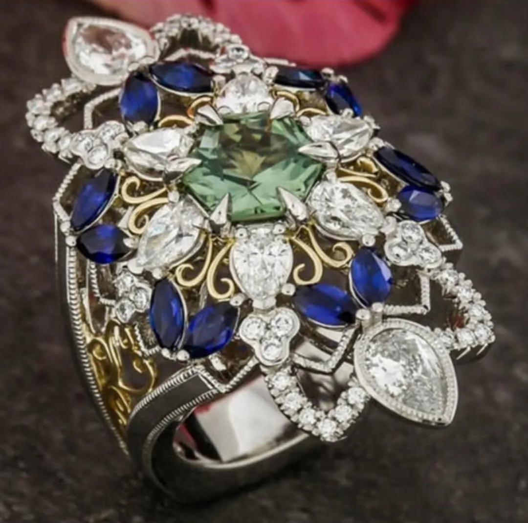 Milangirl Classic Gold Luxury Palace Style Green Mixed Color Collection Crystal Ring Creative Trendy Party Holiday Gift Ring
Milangirl Classic Gold Luxury Palace Style Green Mixed Color Collection Crystal Ring Creative Trendy Party Holiday Gift Ring