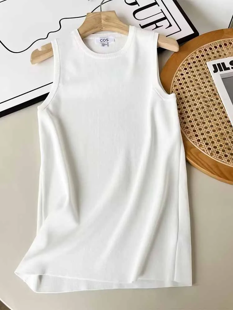 Women 2023 New Fashion Black white solid Elastic slim Vest Tops Vintage O Neck Sleeveless Female Waistcoat Chic Tops
Women 2023 New Fashion Black white solid Elastic slim Vest Tops Vintage O Neck Sleeveless Female Waistcoat Chic Tops