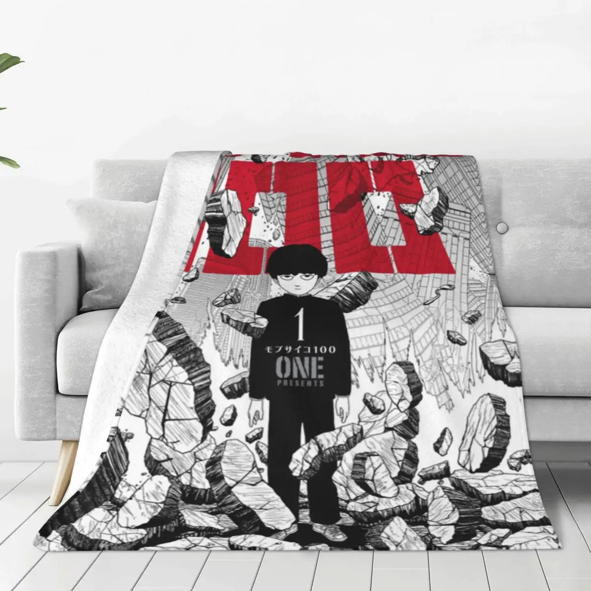 

Mob Psycho 100 Japan Manga Blanket Flannel Super Warm Throw Blankets for Bedroom Sofa Bedspread