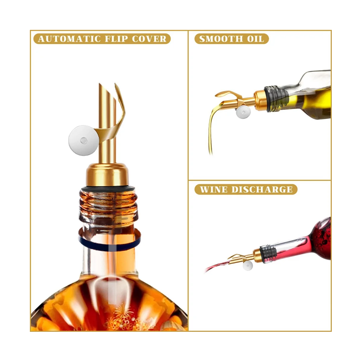6 шт., разливные бутылки для ликера, Утяжеленные разливные носики из нержавеющей стали, автоматический откидной Регулируемый носик, золото 
6 шт., разливные бутылки для ликера, Утяжеленные разливные носики из нержавеющей стали, автоматический откидной Регулируемый носик, золото