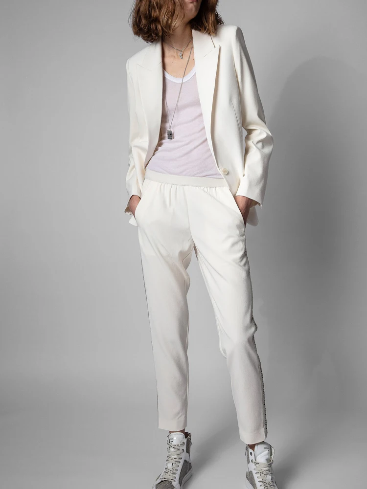 2022 Spring New Women Office Lady V Neck Blazer Suit Solid One Button Blazer + Long Trousers
2022 Spring New Women Office Lady V Neck Blazer Suit Solid One Button Blazer + Long Trousers