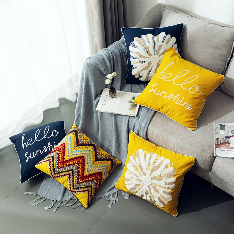 Deep Blue Cushion Cover 45x45cm Yellow Decorative Pillow Case Embroidery Letter Flower Pillowcase Handmade Couch Bed Room Decor
Deep Blue Cushion Cover 45x45cm Yellow Decorative Pillow Case Embroidery Letter Flower Pillowcase Handmade Couch Bed Room Decor