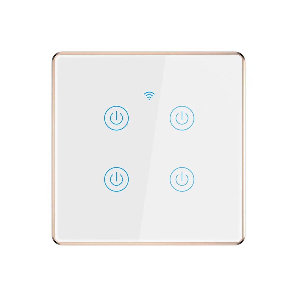 Hot selling European standard 600W 4 Gang 2 way metal aluminum frame smart WIFI wall touch switch is very popular
Hot selling European standard 600W 4 Gang 2 way metal aluminum frame smart WIFI wall touch switch is very popular