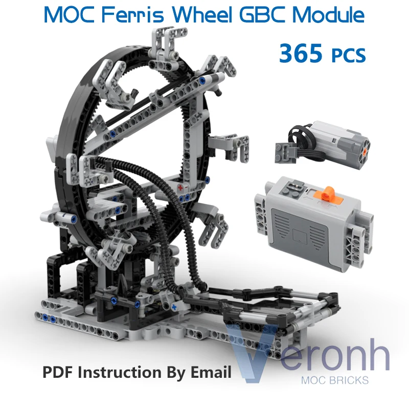 

High-tech Creative Ferris Wheel GBC Loop Module MOC Building Blocks Ball Contraption with PF Electric Assembly Bricks Kid Toys