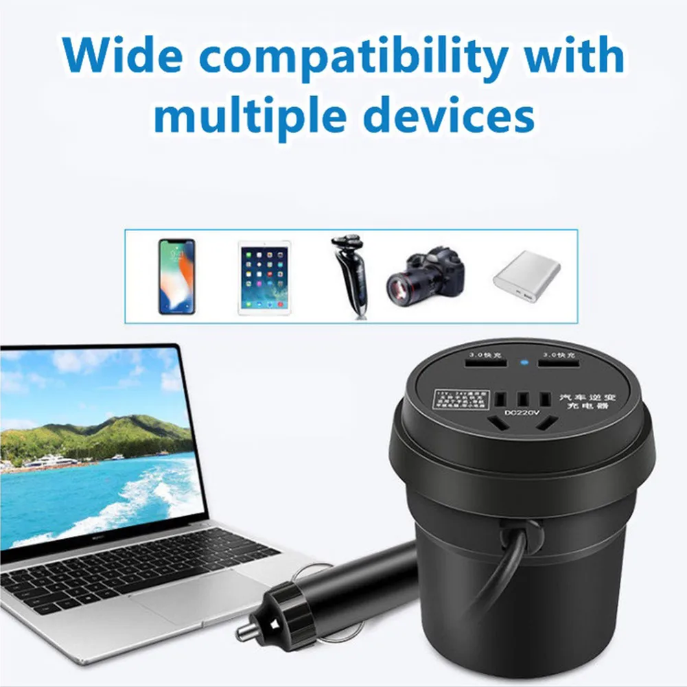Stable Plug 1pc No Shaking Car Car Inverter Cup Holder 2 Fast USB Ports 220V AC 5-in-1 Cup Holder Charger Car Charging
Stable Plug 1pc No Shaking Car Car Inverter Cup Holder 2 Fast USB Ports 220V AC 5-in-1 Cup Holder Charger Car Charging