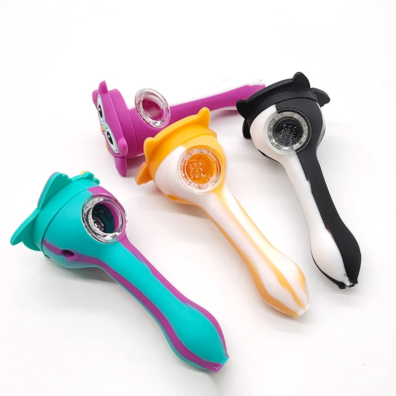 Owl Silicone Smoking Pipe with Pyrex Glass Bowl Unbreakable Creative Handle Spoon Herb Pipes
Owl Silicone Smoking Pipe with Pyrex Glass Bowl Unbreakable Creative Handle Spoon Herb Pipes