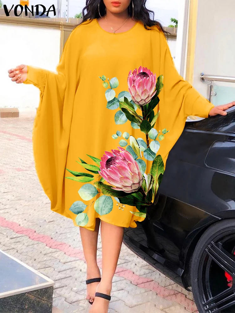Vintage Printed Party Dress For Women 2022 VONDA Casual O Neck Long Bat-Sleeve Retro Holiday Dresses Elegant Sundress Oversize
Vintage Printed Party Dress For Women 2022 VONDA Casual O Neck Long Bat-Sleeve Retro Holiday Dresses Elegant Sundress Oversize