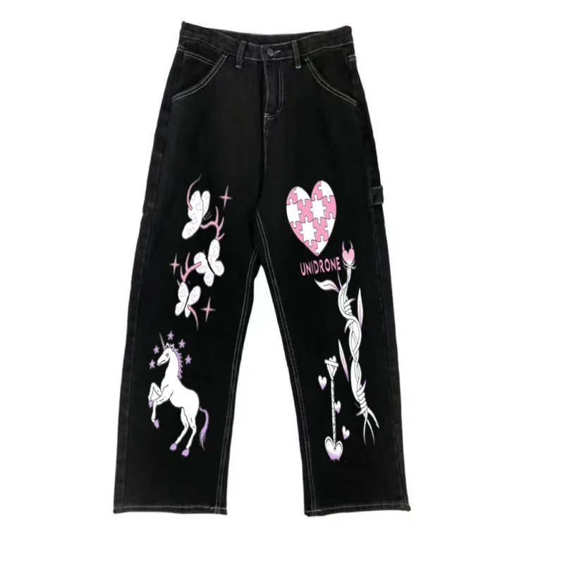 New Spring Retro Baggy Women Jeans Y2k Streetwear Love Pony Cartoon Cargo Denim Pants Female Casual Straight Trousers Mujer
New Spring Retro Baggy Women Jeans Y2k Streetwear Love Pony Cartoon Cargo Denim Pants Female Casual Straight Trousers Mujer