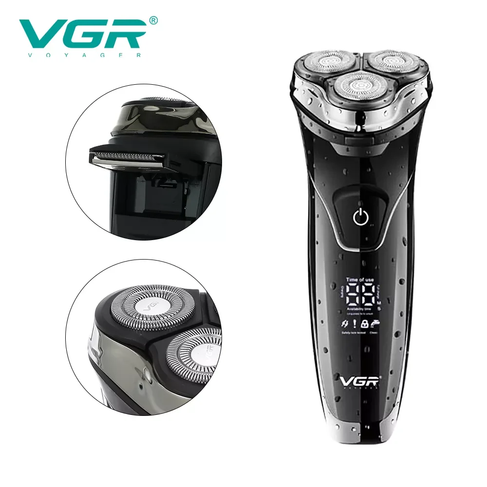 VGR Three-head Floating Razor Household Full-body Washing Digital Display Electric Razor Rechargeable Razor V-318
VGR Three-head Floating Razor Household Full-body Washing Digital Display Electric Razor Rechargeable Razor V-318
