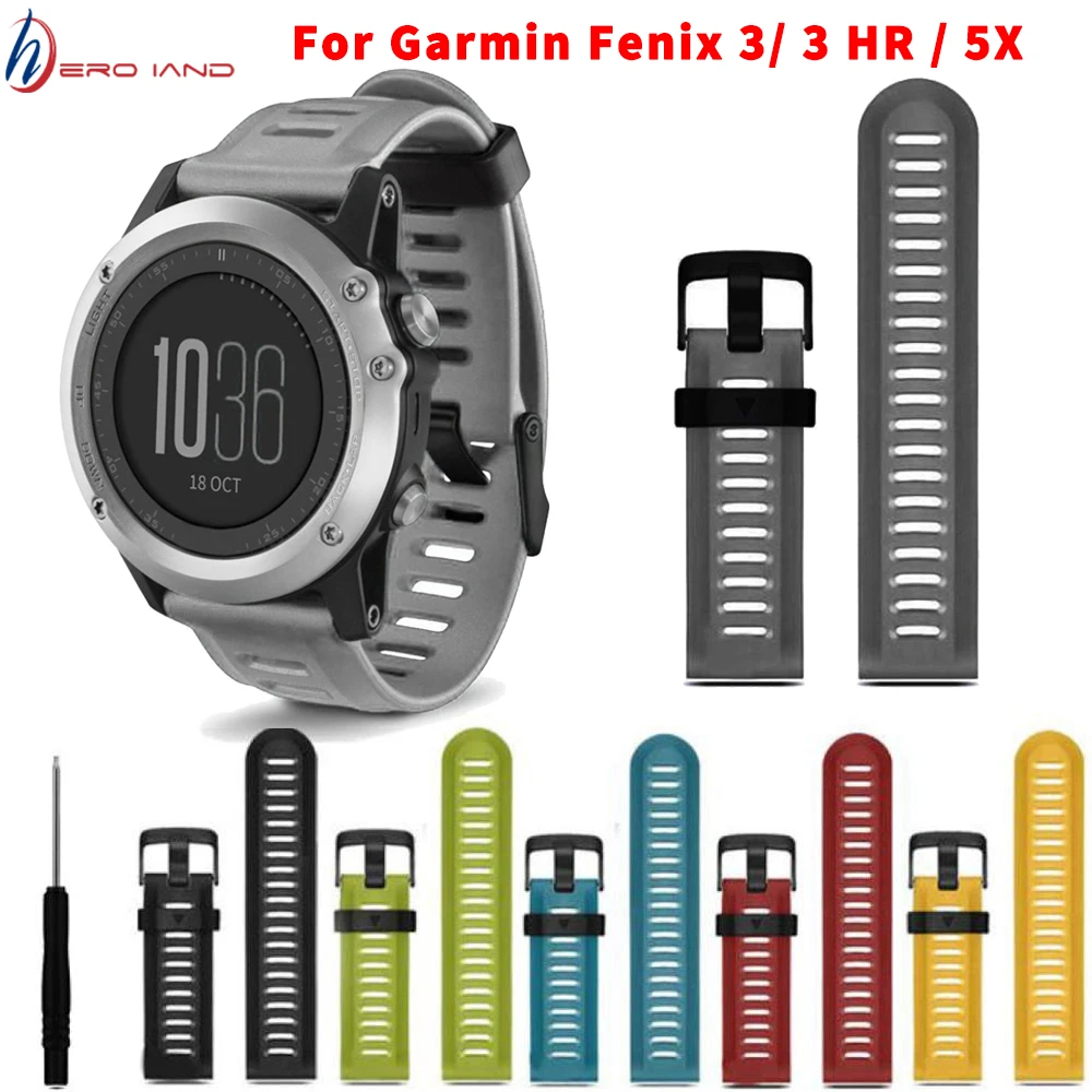 26mm Width Outdoor Sport Silicone Replacement watch Strap for Garmin Fenix 3 3 HR Fenix 5X 6X Pro wrist watch Band Watchband
26mm Width Outdoor Sport Silicone Replacement watch Strap for Garmin Fenix 3 3 HR Fenix 5X 6X Pro wrist watch Band Watchband