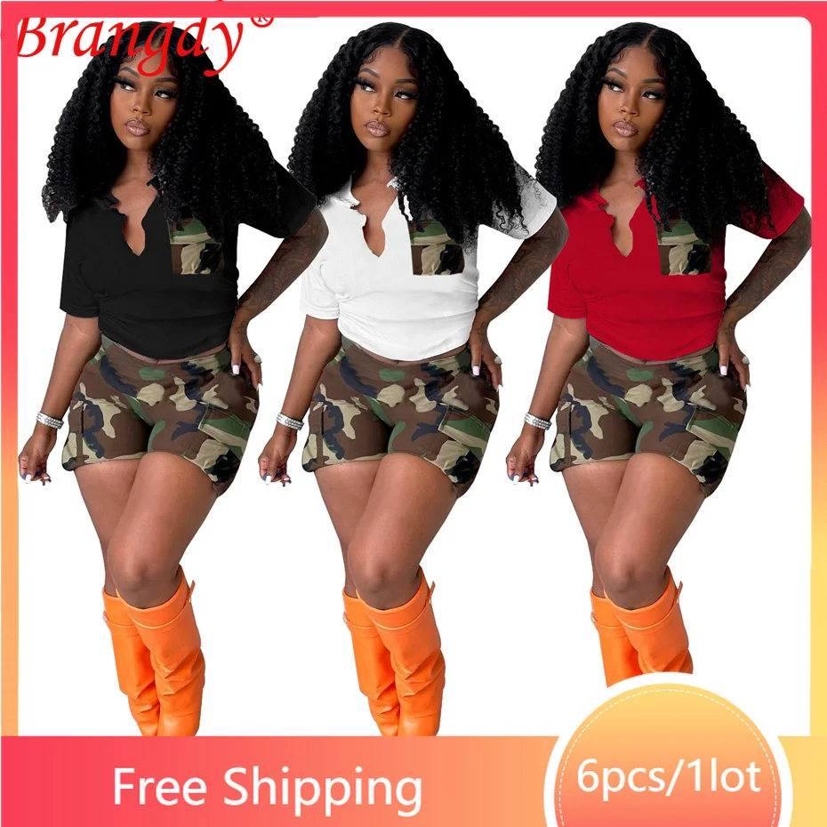 6sets Wholesale Items for Business Summer Camouflage Shorts 2 Piece Set Outfits Women Tracksuit Fashion Casual Suits B9471
6sets Wholesale Items for Business Summer Camouflage Shorts 2 Piece Set Outfits Women Tracksuit Fashion Casual Suits B9471