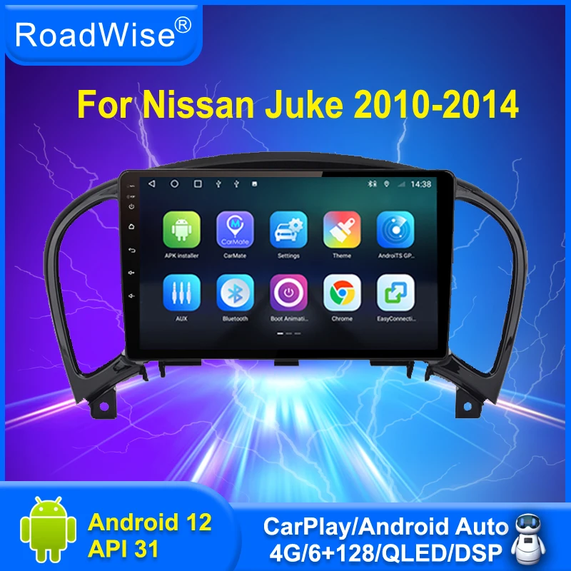 

Roadwise Android автомобильный радиоприемник, мультимедийный Carplay для Nissan Juke YF15 2010 2011 2012 2013 2014 4G Wifi навигация GPS, DVD 2 Din Авторадио