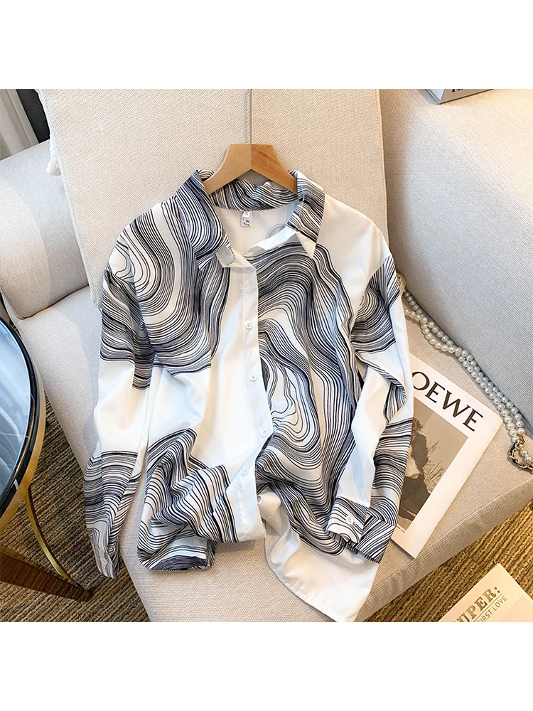 Fashion Women's Shirt Autumn Clothing For Women Ink Painting Turndown Collar Tops Basic Button Up Long Sleeve Thin Shirts OL
Fashion Women's Shirt Autumn Clothing For Women Ink Painting Turndown Collar Tops Basic Button Up Long Sleeve Thin Shirts OL