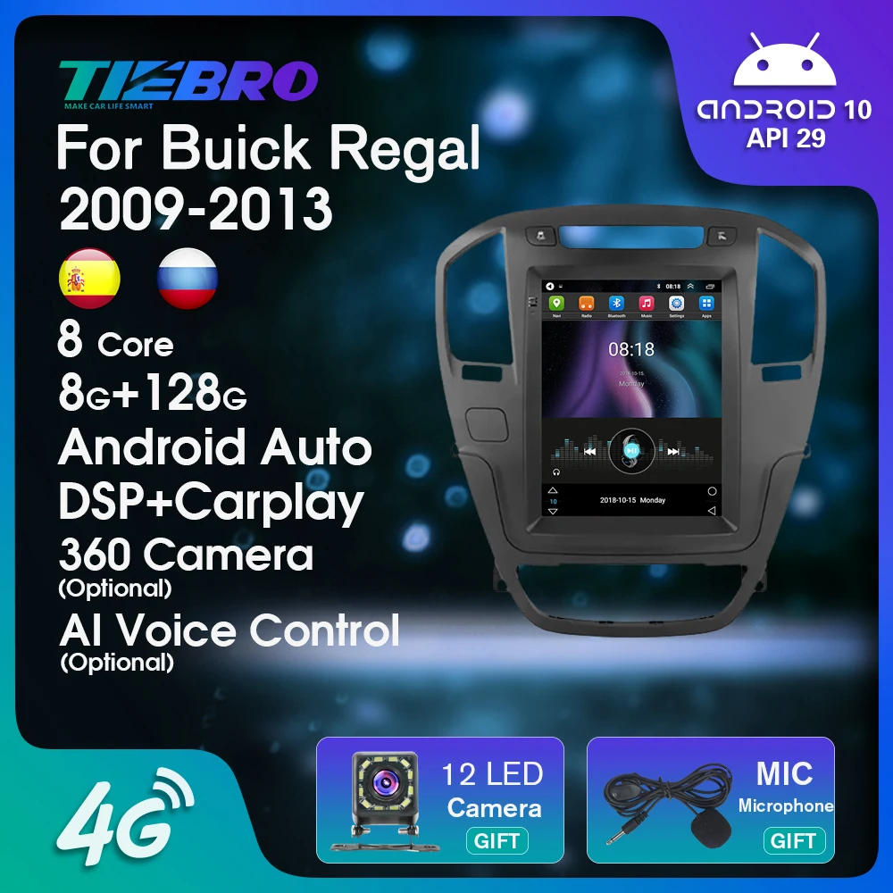 

Автомагнитола TIEBRO 2 Din Android 10 для Opel Insignia Buick Regal 2009-2013 мультимедийный видеоплеер для Carplay стерео в стиле Тесла