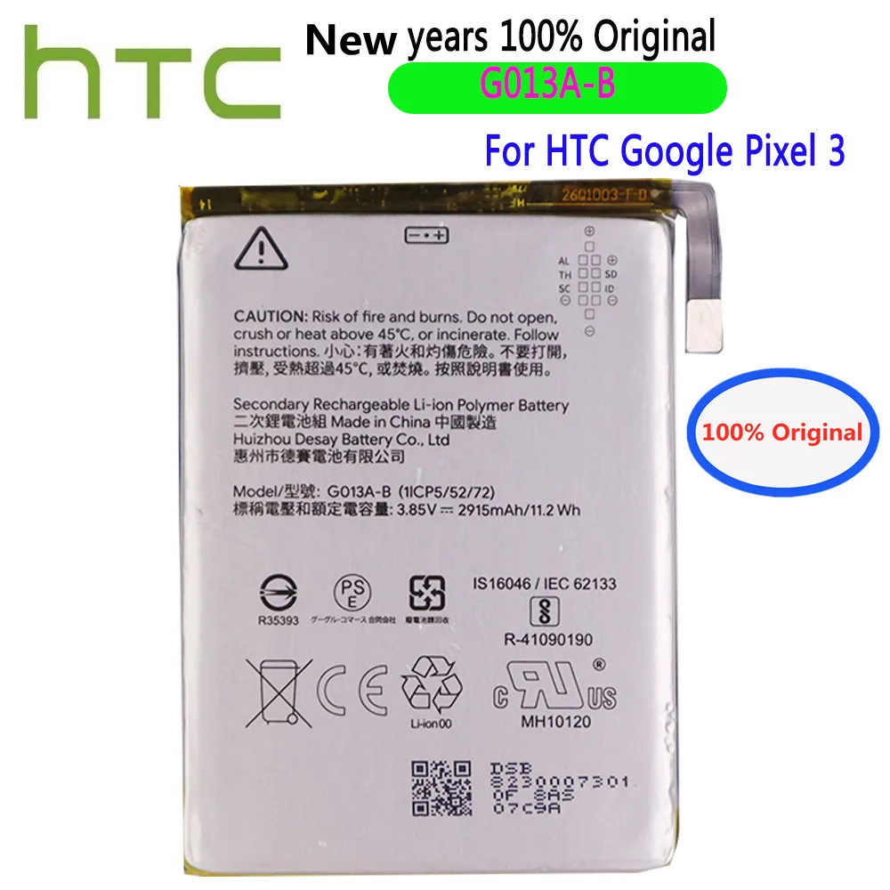 Новый оригинальный запасной аккумулятор HTC G013A-B для Google Pixel 3 Pixel3 G013B G013A, оригинальный аккумулятор 2915 мАч
Новый оригинальный запасной аккумулятор HTC G013A-B для Google Pixel 3 Pixel3 G013B G013A, оригинальный аккумулятор 2915 мАч