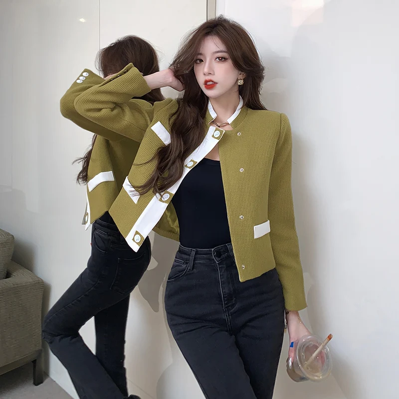 Куртка женская короткая однобортная с воротником-стойкой, модная повседневная офисная верхняя одежда, элегантный пиджак для отдыха, Осень-зима
Куртка женская короткая однобортная с воротником-стойкой, модная повседневная офисная верхняя одежда, элегантный пиджак для отдыха, Осень-зима