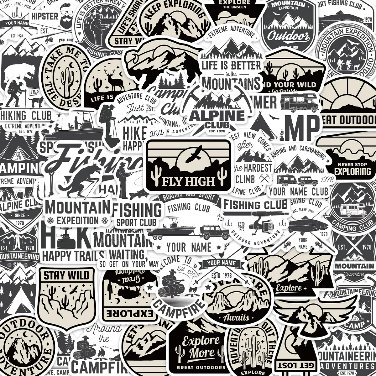 56pcs black and white outdoor adventure nature stickers For Suitcase Skateboard Laptop Luggage Fridge Phone stickers 
56pcs black and white outdoor adventure nature stickers For Suitcase Skateboard Laptop Luggage Fridge Phone stickers
