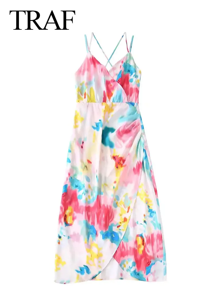 TRAF Beautiful Colorful Fantasy Print Sling Backless Long Lady Dress Fashion Irregular Hem Tie Back Slim Fit Women's Dress
TRAF Beautiful Colorful Fantasy Print Sling Backless Long Lady Dress Fashion Irregular Hem Tie Back Slim Fit Women's Dress