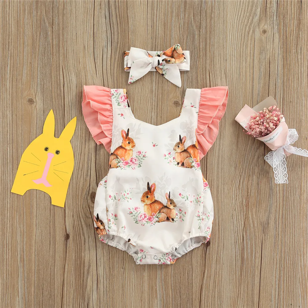Baby Girl Easter Clothes Rabbit Floral Romper Sleeveless Ruffle Bodysuit Headband 0-24M Newborn Infant Toddler Festival Outfits
Baby Girl Easter Clothes Rabbit Floral Romper Sleeveless Ruffle Bodysuit Headband 0-24M Newborn Infant Toddler Festival Outfits