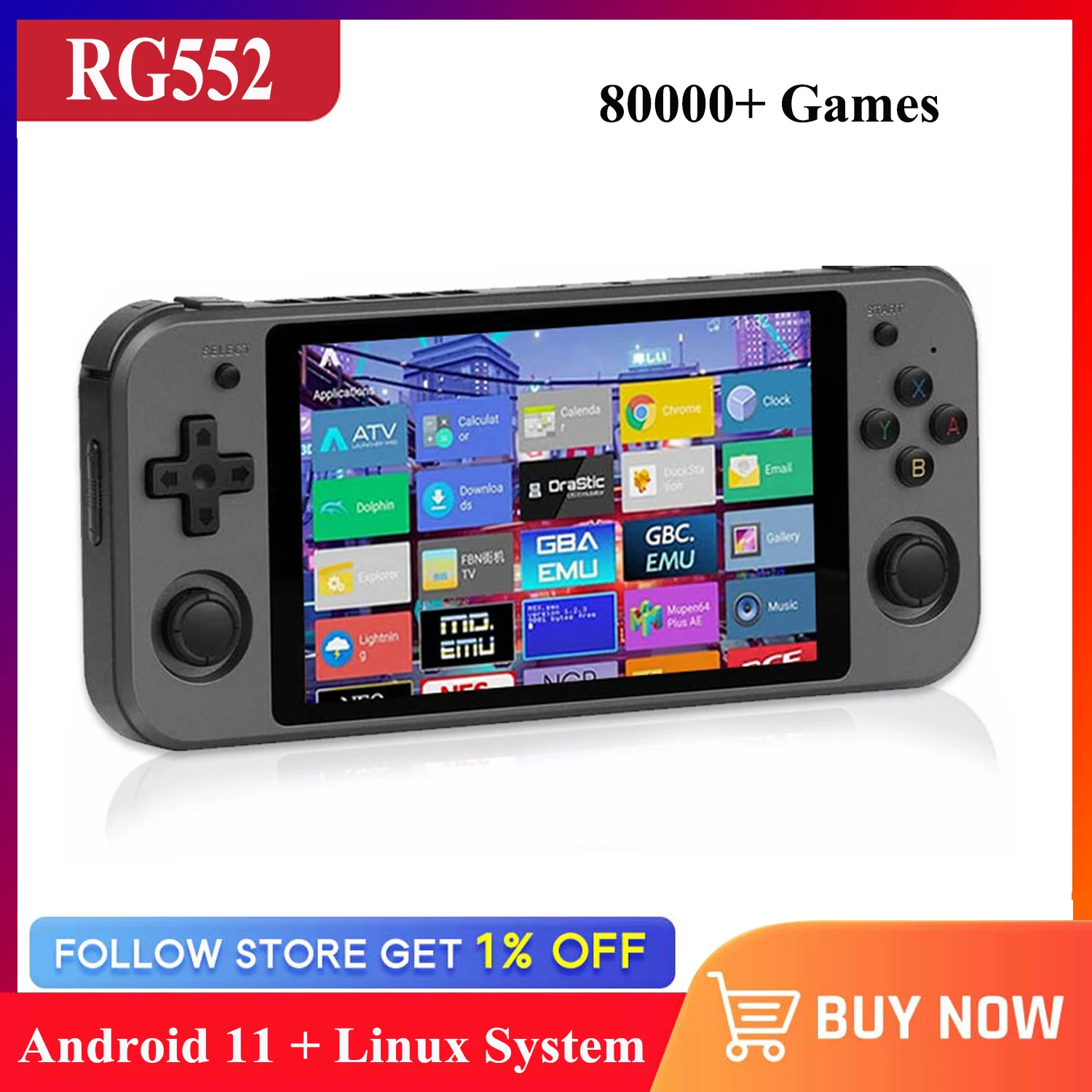 

RG552 Anbernic Retro Video Game Console Dual Systems OS Android Linux 5.36 Inch IPS Pocket Handheld Touch Screen Game Player