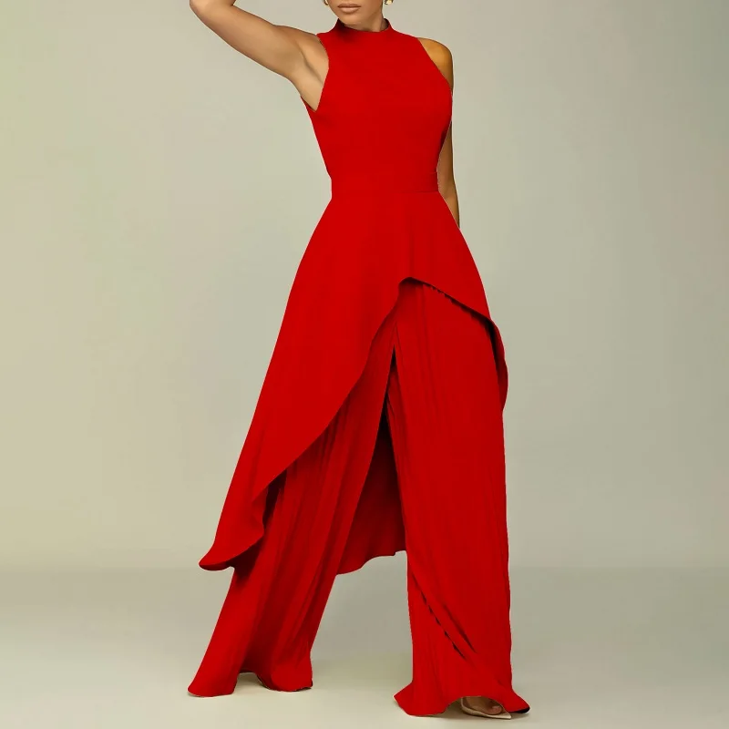Party Elegant Sleeveless Loose Female Solid Two Piece Outfits Spring Casual Women Irregular Tank Tops &Wide Leg Pants Sets
Party Elegant Sleeveless Loose Female Solid Two Piece Outfits Spring Casual Women Irregular Tank Tops &Wide Leg Pants Sets