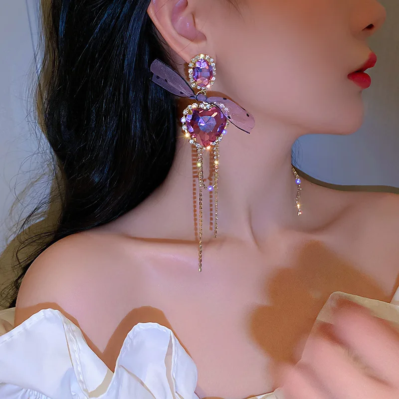 Big Purple Heart Crystal Earrings for Women Bijoux Long Tassel Geometric Rhinestone Dangle Earrings Statement Jewelry
Big Purple Heart Crystal Earrings for Women Bijoux Long Tassel Geometric Rhinestone Dangle Earrings Statement Jewelry