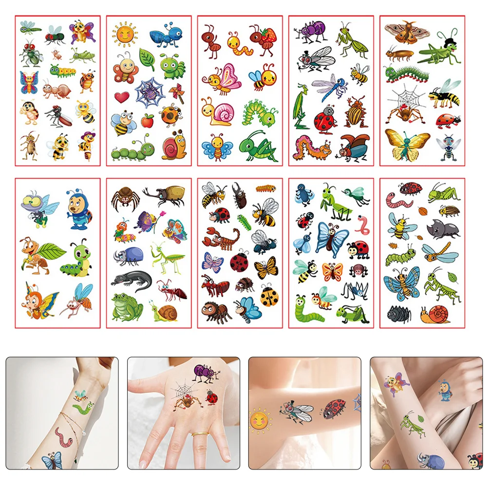 10 Sheets Tattoo Stickers Temporary Tattoos Removable Adorable Fake Insect Taste Kids Supply Cartoon Paper Party Child Toddler
10 Sheets Tattoo Stickers Temporary Tattoos Removable Adorable Fake Insect Taste Kids Supply Cartoon Paper Party Child Toddler