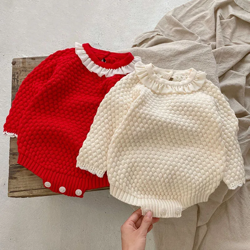 Baby Girl Romper Autumn New Born Baby Knitted Romper Ruffle Long Sleeve Newborn Baby Clothes Infant Baby Jumpsuits Girl overall
Baby Girl Romper Autumn New Born Baby Knitted Romper Ruffle Long Sleeve Newborn Baby Clothes Infant Baby Jumpsuits Girl overall