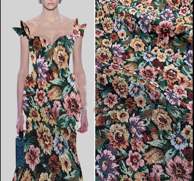 Oil painting jacquard cloth stiff skirt cheongsam spring and autumn color woven flower fashion fabric
Oil painting jacquard cloth stiff skirt cheongsam spring and autumn color woven flower fashion fabric
