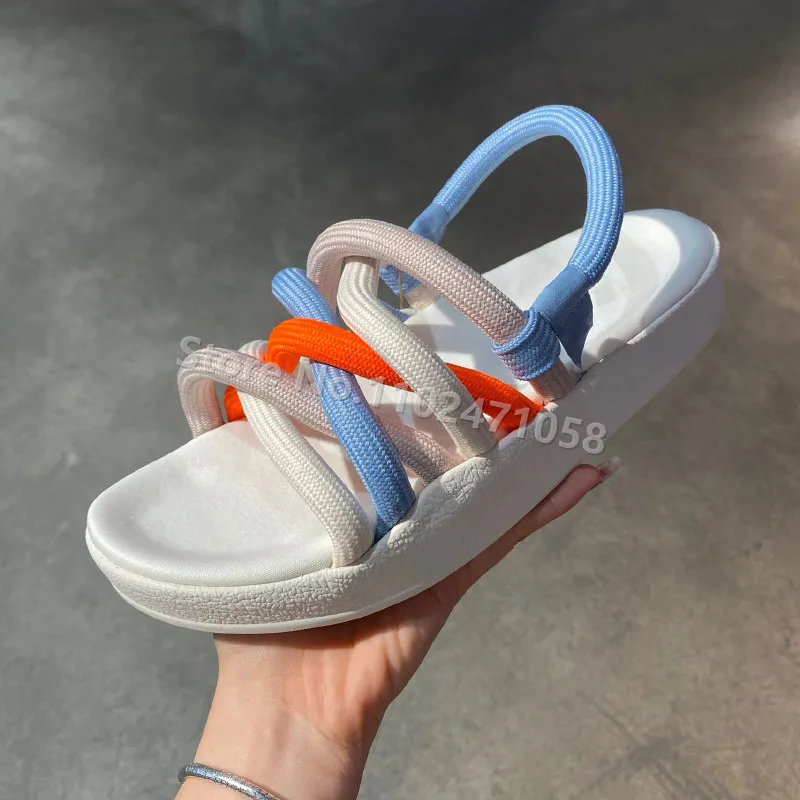 Summer Mixed Color Open Toe Chunky Bottom Ladies Sandals Fashion Cross-Tied Strap Leisure Women Shoes Outside Sport Sandals
Summer Mixed Color Open Toe Chunky Bottom Ladies Sandals Fashion Cross-Tied Strap Leisure Women Shoes Outside Sport Sandals