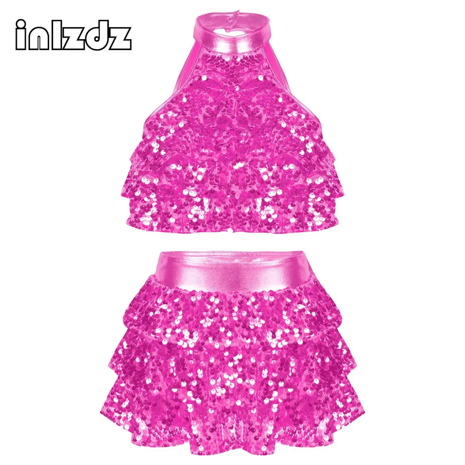 Kids Girls Halter Shiny Sequins Gymnastics Jazz Ballet Dance Wear Costume Crop Top+Skirt Set Latin Dancing Unitard Dress
Kids Girls Halter Shiny Sequins Gymnastics Jazz Ballet Dance Wear Costume Crop Top+Skirt Set Latin Dancing Unitard Dress