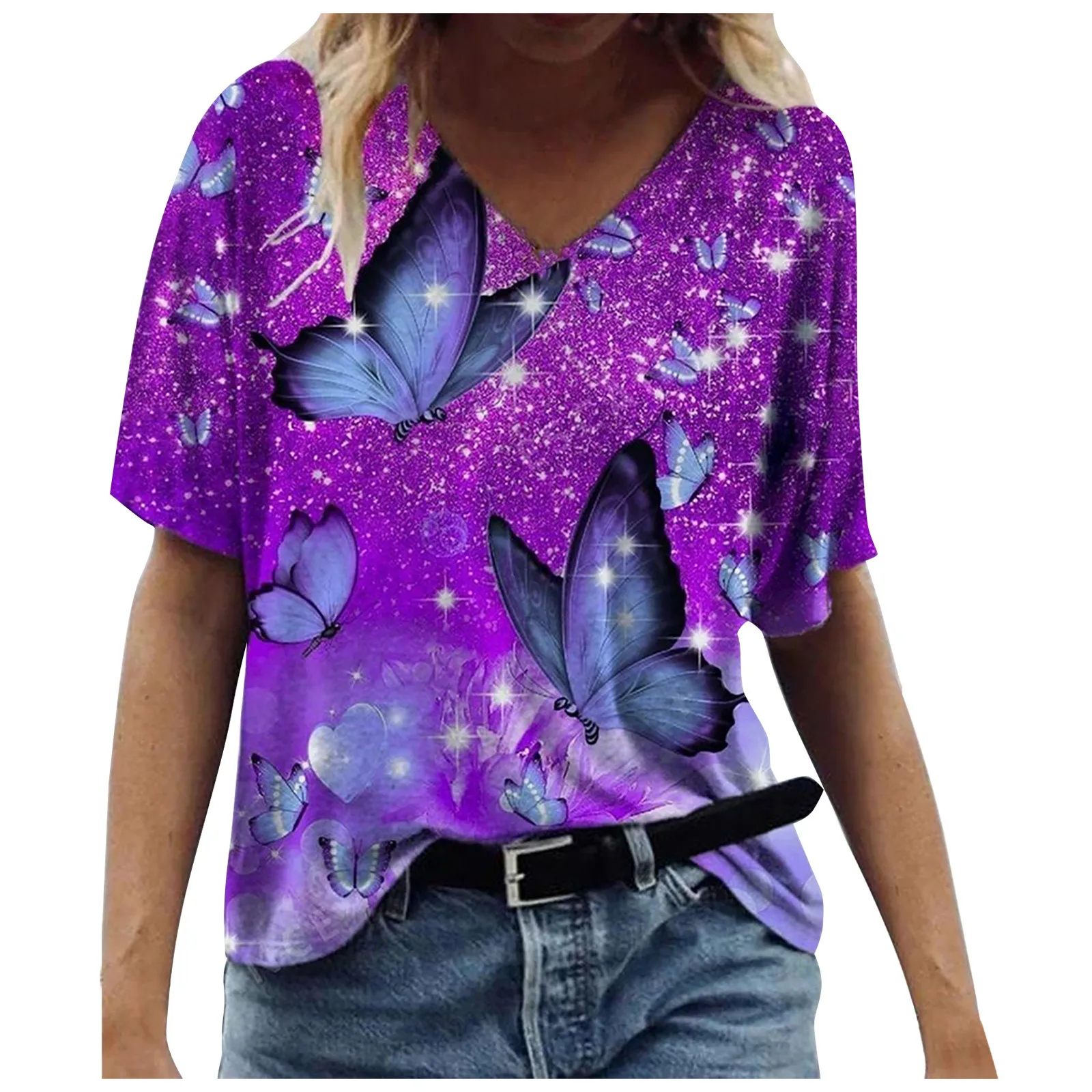 Pullover Print V-neck Painting Casual Short Ladies T-shirt Fashion Sleeve Women's Blouse
Pullover Print V-neck Painting Casual Short Ladies T-shirt Fashion Sleeve Women's Blouse