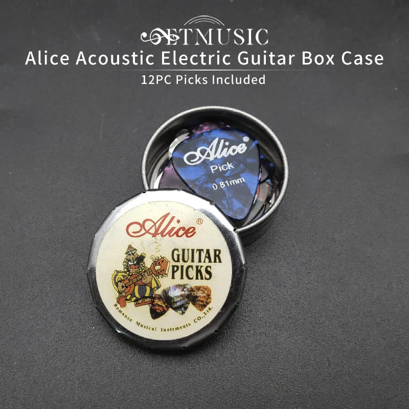 Guitar Picks Alice Celluloid Mini Cute Round Tin 12pcs Plectrum Palhetas With Round Metal Picks Box Case
Guitar Picks Alice Celluloid Mini Cute Round Tin 12pcs Plectrum Palhetas With Round Metal Picks Box Case