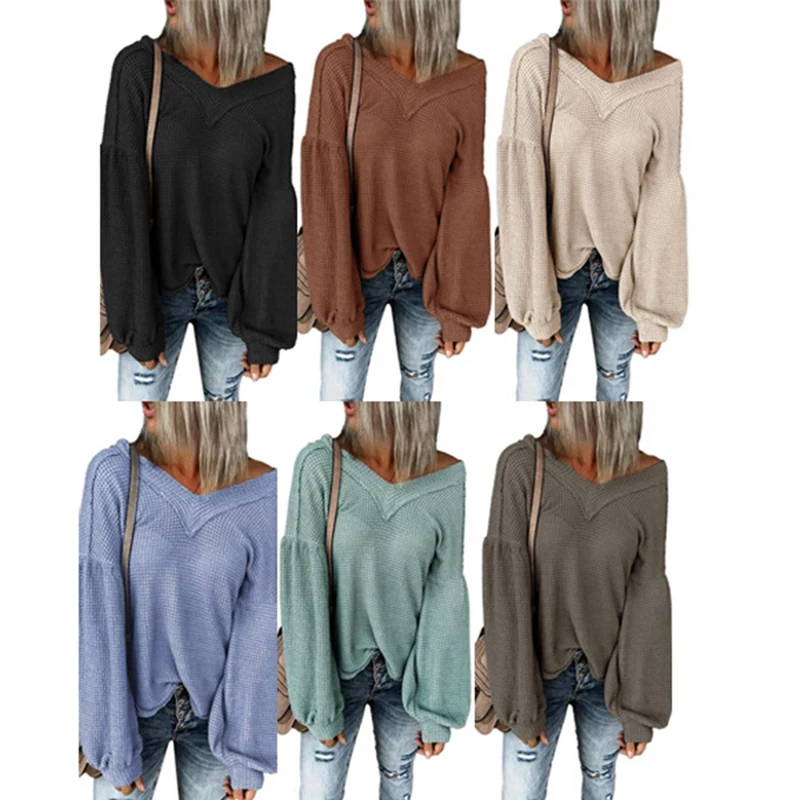 Women's Fashion Casual Knitted V-Neck Lantern Sleeve Long Sleeve T-Shirt Top
Women's Fashion Casual Knitted V-Neck Lantern Sleeve Long Sleeve T-Shirt Top