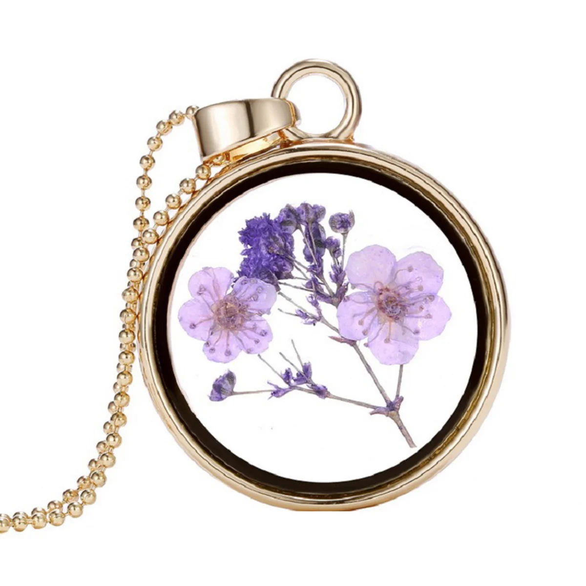 Creative Glass Dried Flowers Necklace Deliacte Plant Specimen Clavicle Chain Beautiful Jewelry Gift for Woman (Purple)
Creative Glass Dried Flowers Necklace Deliacte Plant Specimen Clavicle Chain Beautiful Jewelry Gift for Woman (Purple)