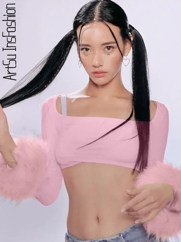 Feather Long Sleeve Top Women Sexy Slim Crop Tops Skinny Square Neck Pullover Autumn Winter Clothes Solid Pink T Shirts
Feather Long Sleeve Top Women Sexy Slim Crop Tops Skinny Square Neck Pullover Autumn Winter Clothes Solid Pink T Shirts