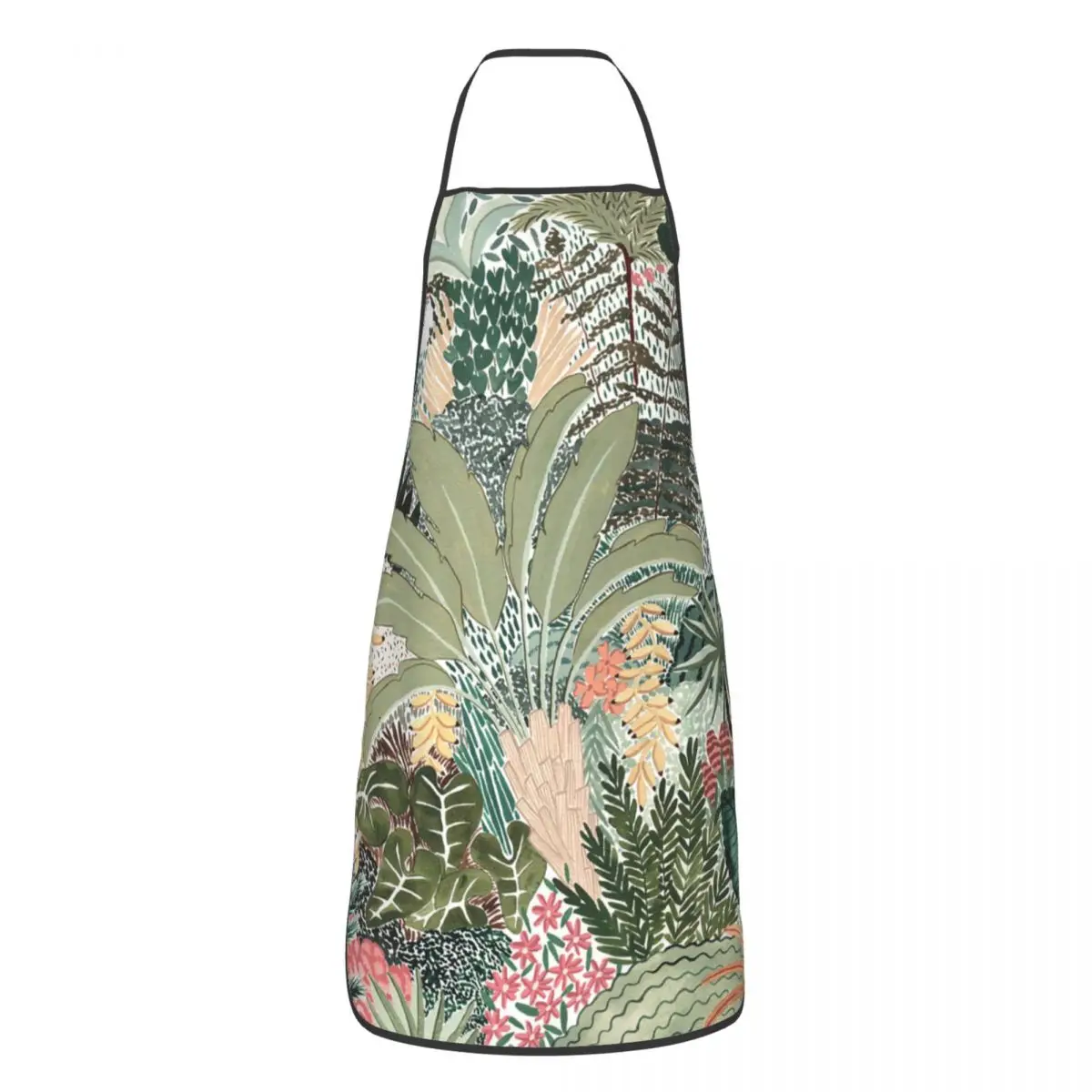 

Tropical Plants Polyester Apron Forest Jungle Kitchen Household Bib Tablier Cooking Home Cleaning Pinafores for Adult Chef