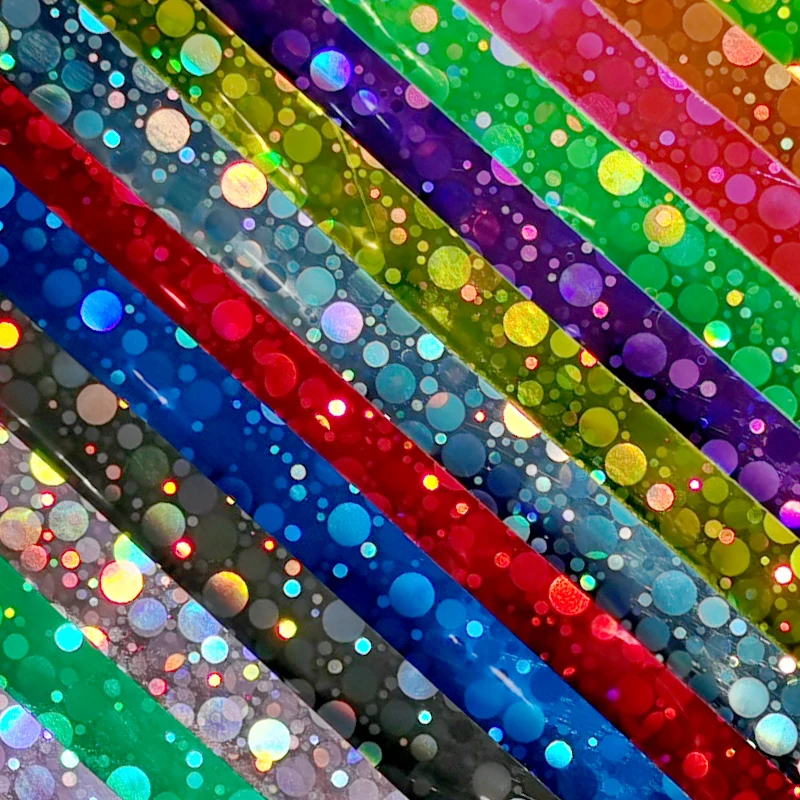 Colorful Circle flashing PVC Bright Materials Holographic Faux Leather Fabric for Shoes Handbags Keychains Party Decor Crafts 
Colorful Circle flashing PVC Bright Materials Holographic Faux Leather Fabric for Shoes Handbags Keychains Party Decor Crafts
