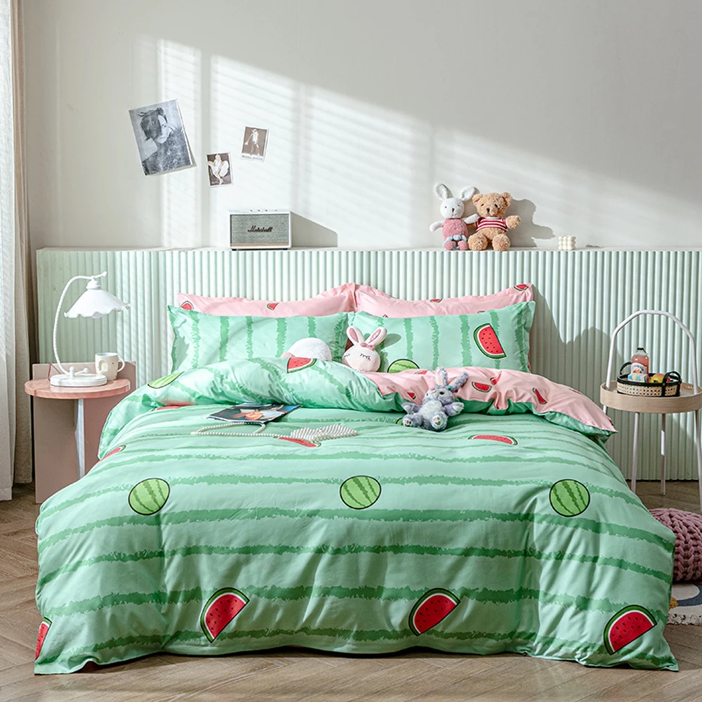 Evich Cotton Bedding Sets with Refreshing Watermelon Pattern for 3Pcs Comfortable Pillowcase Sheet Quilt Cover Home Textile
Evich Cotton Bedding Sets with Refreshing Watermelon Pattern for 3Pcs Comfortable Pillowcase Sheet Quilt Cover Home Textile