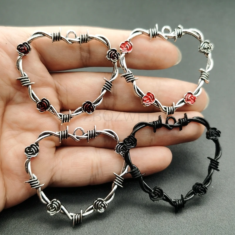 5pcs Gothic Barbed Wire Heart Pendant Rose Thorns Heart Flower Charms Pendant Designer Charms Fit Making DIY Jewelry Findings
5pcs Gothic Barbed Wire Heart Pendant Rose Thorns Heart Flower Charms Pendant Designer Charms Fit Making DIY Jewelry Findings