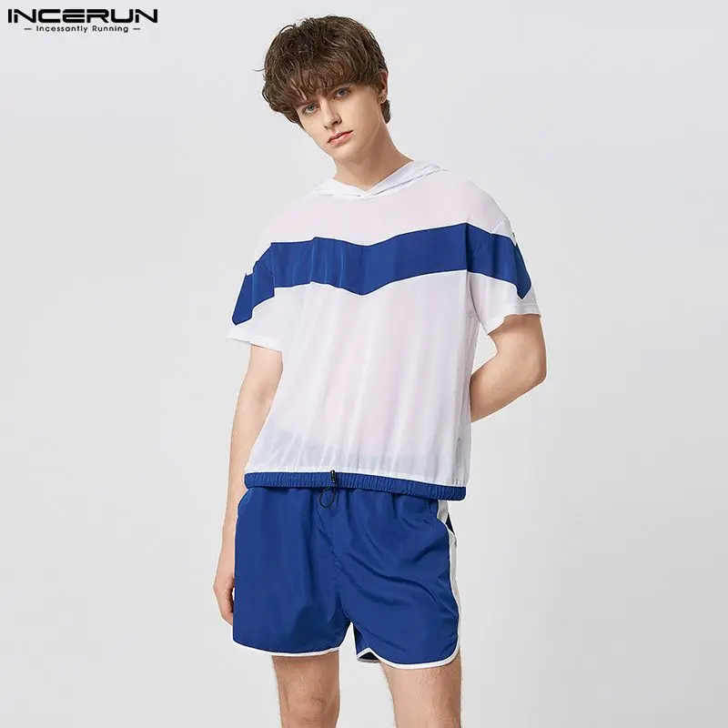 Fashion Well Fitting Sets INCERUN Men's Short-sleeved T-shirts Shorts Sets Casual Streetwear See-through Patchwork Suit 2 Pieces
Fashion Well Fitting Sets INCERUN Men's Short-sleeved T-shirts Shorts Sets Casual Streetwear See-through Patchwork Suit 2 Pieces