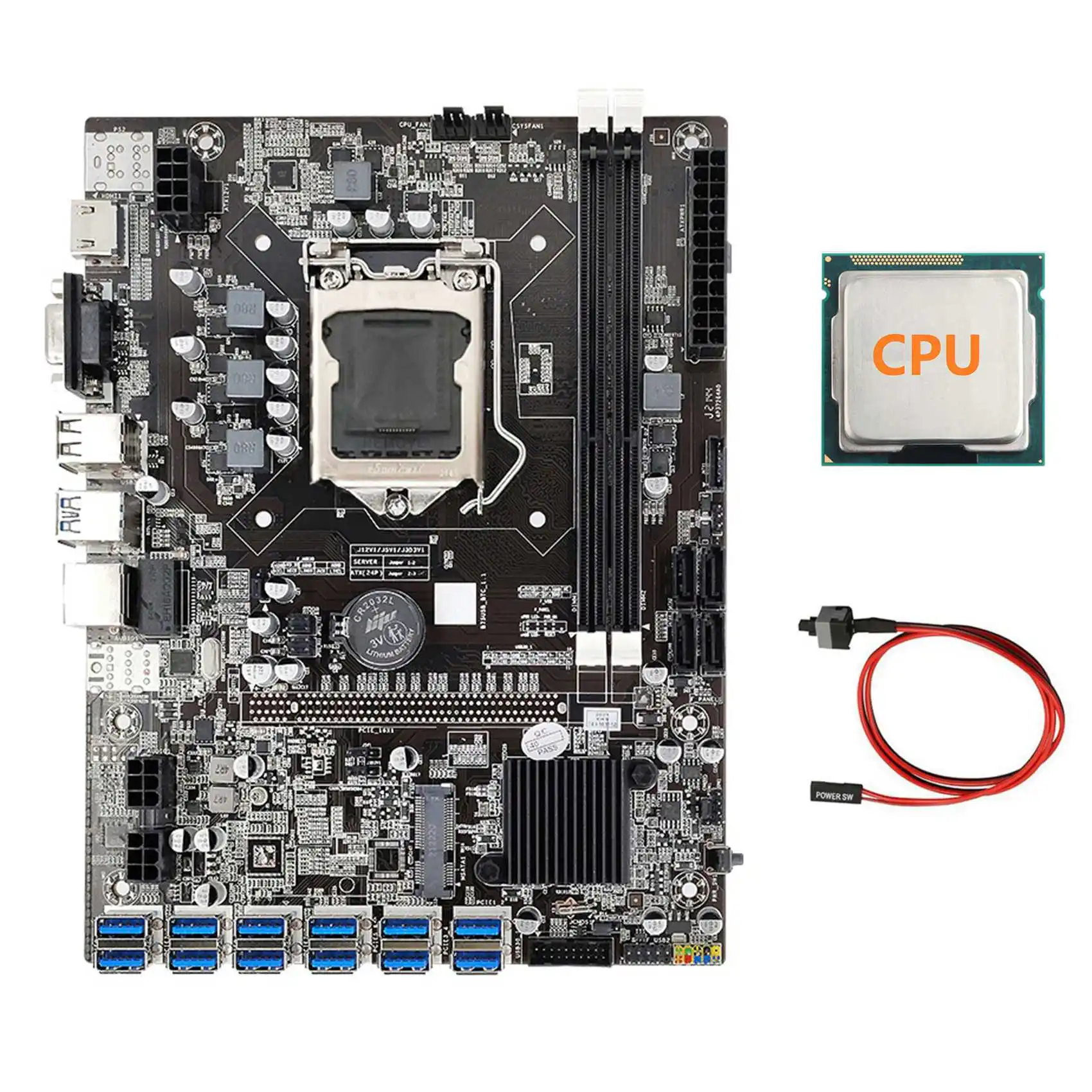 B75 ETH Mining Motherboard with CPU+Switch Cable LGA1155 12 PCIE to USB Adapter MSATA DDR3 B75 USB BTC Miner Motherboard
B75 ETH Mining Motherboard with CPU+Switch Cable LGA1155 12 PCIE to USB Adapter MSATA DDR3 B75 USB BTC Miner Motherboard